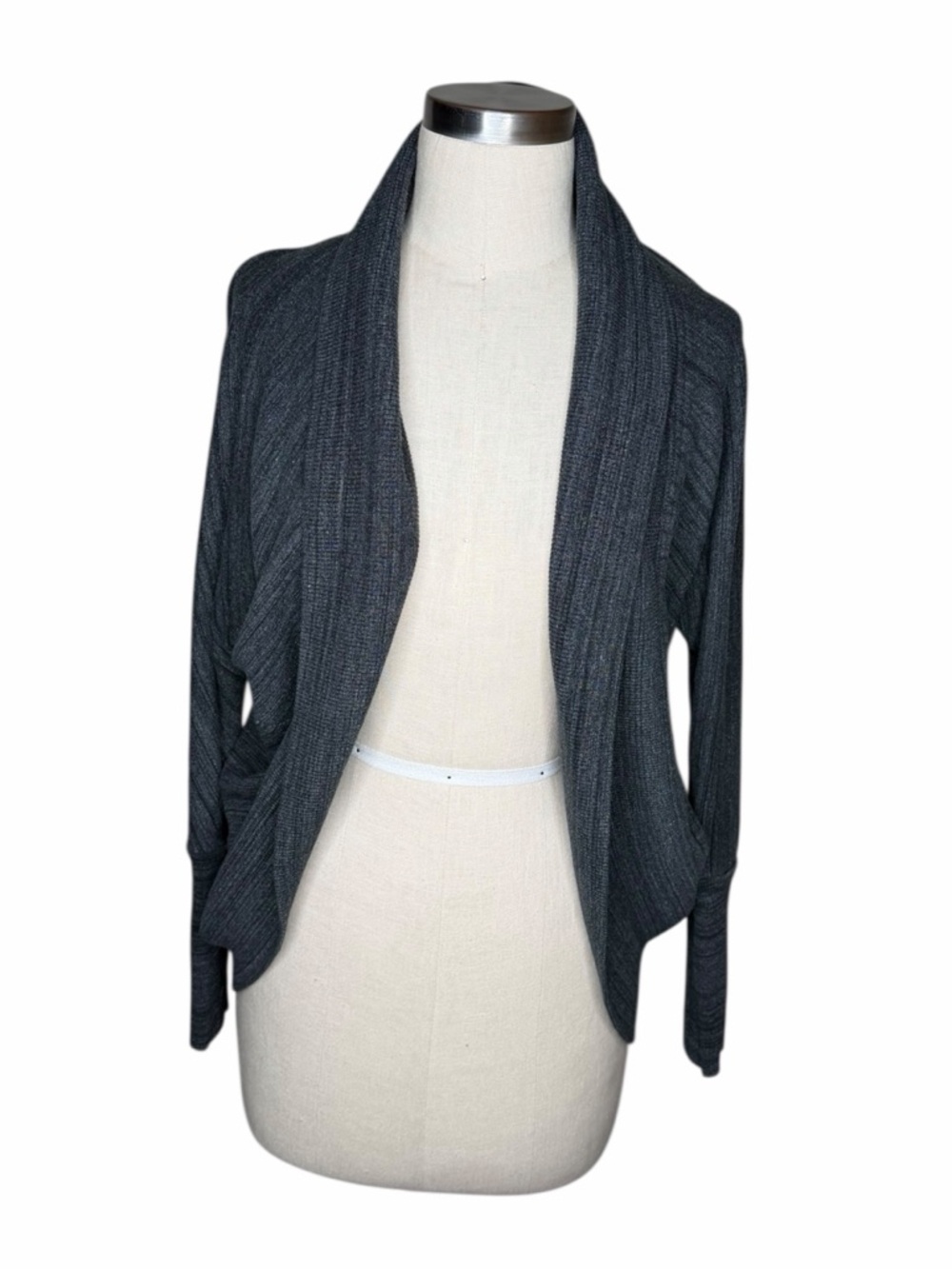 WILFRED Aritzia Gray Dark‎ Charcoal Draped Open-Front Diderot Cardigan Size XXS
